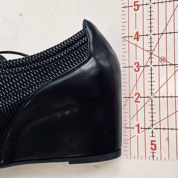 Aquatalia by Marvin K Sacchetto Black Woven Leather Pandora Wedge Pump Sz 10 - Picture 11 of 12